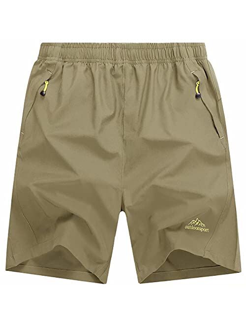 MAGCOMSEN Men's Shorts Quick Dry Athletic Running Shorts with Zipper Pockets for Gym, Workout, Hiking