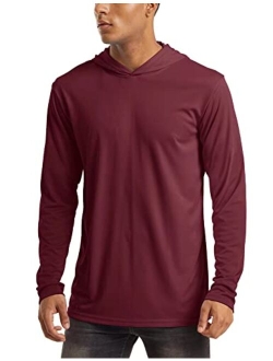 Men's Hooded UPF 50  Sun Protection T Shirts Long Sleeve Athletic Fishing Shirts Rash Guards