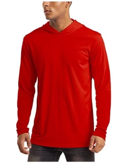 Men's Hooded UPF 50  Sun Protection T Shirts Long Sleeve Athletic Fishing Shirts Rash Guards