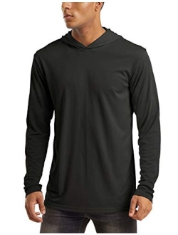 Men's Hooded UPF 50  Sun Protection T Shirts Long Sleeve Athletic Fishing Shirts Rash Guards