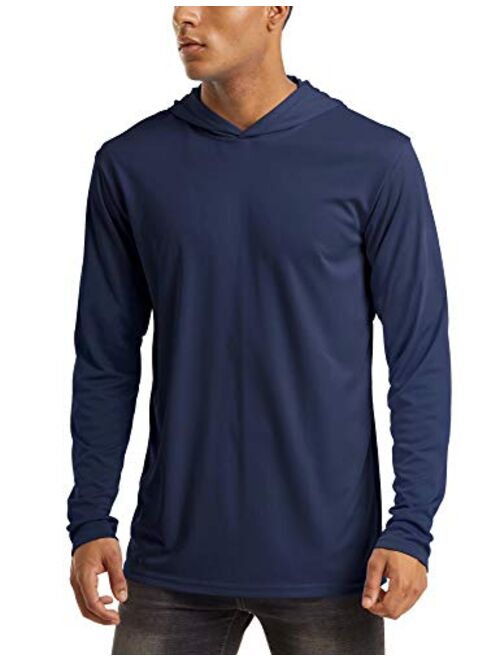 MAGCOMSEN Men's Hooded UPF 50+ Sun Protection T Shirts Long Sleeve Athletic Fishing Shirts Rash Guards