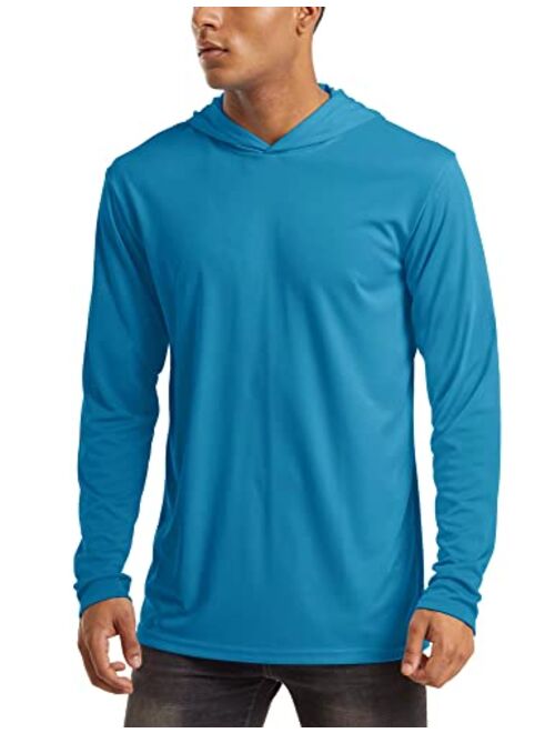 MAGCOMSEN Men's Hooded UPF 50+ Sun Protection T Shirts Long Sleeve Athletic Fishing Shirts Rash Guards