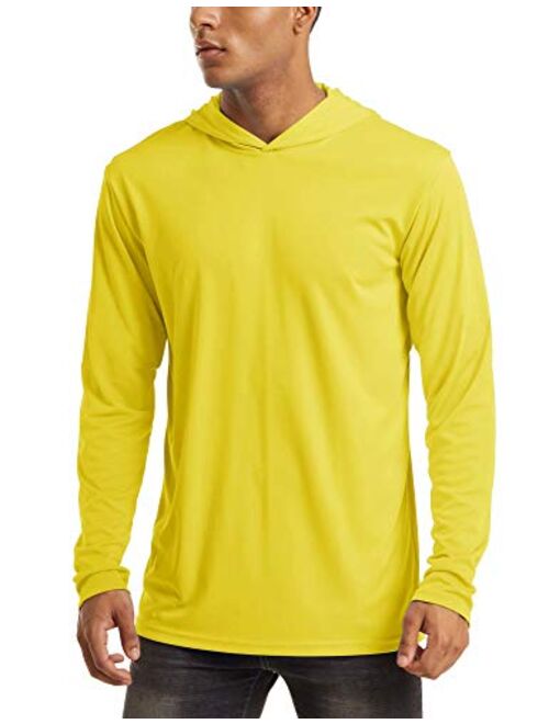 MAGCOMSEN Men's Hooded UPF 50+ Sun Protection T Shirts Long Sleeve Athletic Fishing Shirts Rash Guards