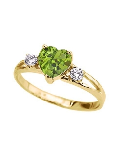 Precious 10k Yellow Gold Heart-Shaped Personalized Birthstone CZ Proposal/Promoise Ring