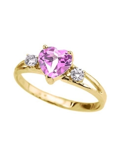 Precious 10k Yellow Gold Heart-Shaped Personalized Birthstone CZ Proposal/Promoise Ring