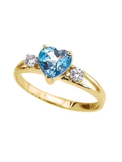 Precious 10k Yellow Gold Heart-Shaped Personalized Birthstone CZ Proposal/Promoise Ring