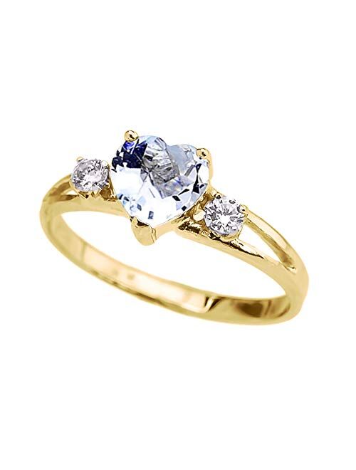 Precious 10k Yellow Gold Heart-Shaped Personalized Birthstone CZ Proposal/Promoise Ring