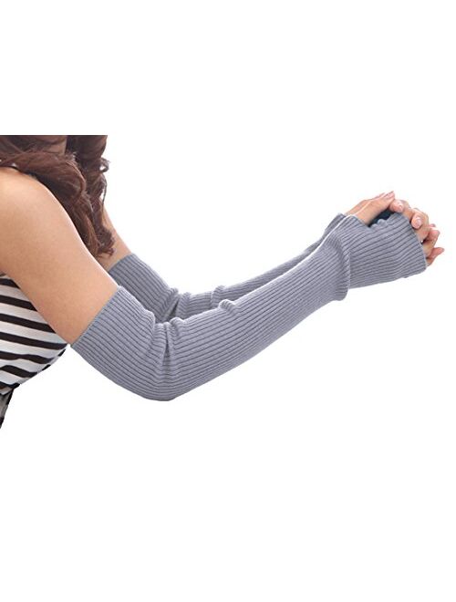 NOVAWO Wool Warm Arm Warmers Super Soft Long Fingerless Gloves for Women