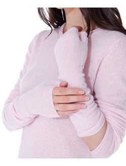 cashmere 4 U Women's 100% Cashmere Long Sleeve Fingerless Mitten Gloves