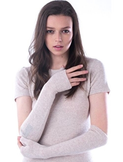 cashmere 4 U Women's 100% Cashmere Long Sleeve Fingerless Mitten Gloves