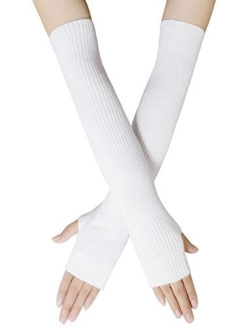 Bellady Women Knit Soft Fingerless Gloves Arm Warmers Extra Long Gloves