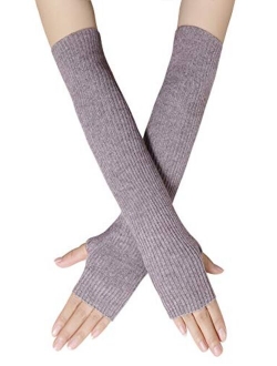 Bellady Women Knit Soft Fingerless Gloves Arm Warmers Extra Long Gloves