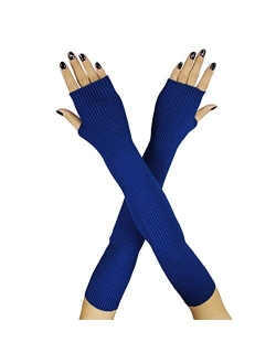 Farlenoyar Women Knit Cashmere Soft Fingerless Gloves Arm Warmers Extra Long Stretchy Wool Gloves