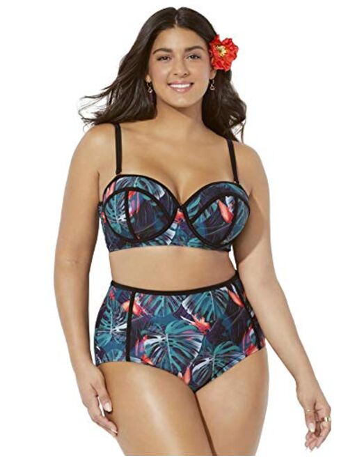 Swimsuits For All Women's Plus Size Madame Underwire High Waist Bikini Set