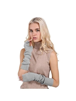 Arm Warmer Gloves, Facecozy Warm Cashmere Long Fingerless Gloves for Men and Women Typing Gloves for Computer with Thumb Hole