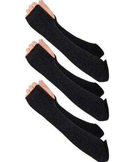 3 Pairs Winter Long Fingerless Gloves Knit Elbow Length Gloves Thumb Hole Arm Warmers for Women Girls