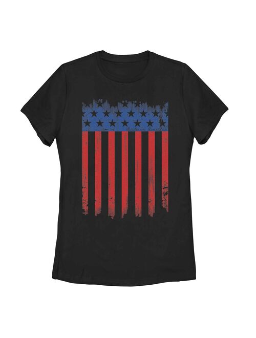 Juniors' Distressed Stars and Stripes Tee