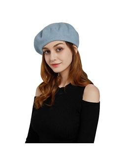 ZHWNSY Berets for Women Wool French Beanies Hat Solid Color Lightweight Casual