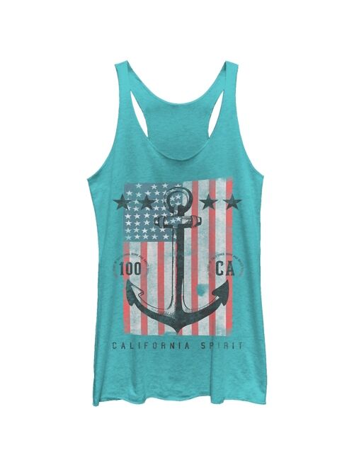 Women's Lost Gods Fourth of July  Anchor American Flag Racerback Tank Top