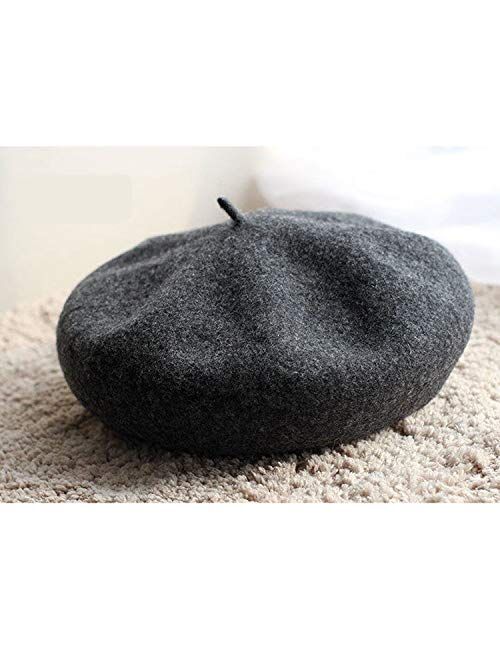 Gllutt Women Wool Beret Hat French Style Solid Color