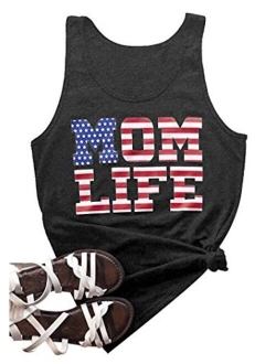 Calvin&Sally Women's July 4th American Flag Sleeveless Tank Top USA Patriotic T Shirt Summer Loose Graphic Tank