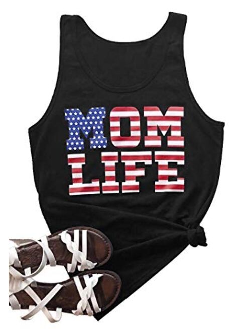 Calvin&Sally Women's July 4th American Flag Sleeveless Tank Top USA Patriotic T Shirt Summer Loose Graphic Tank