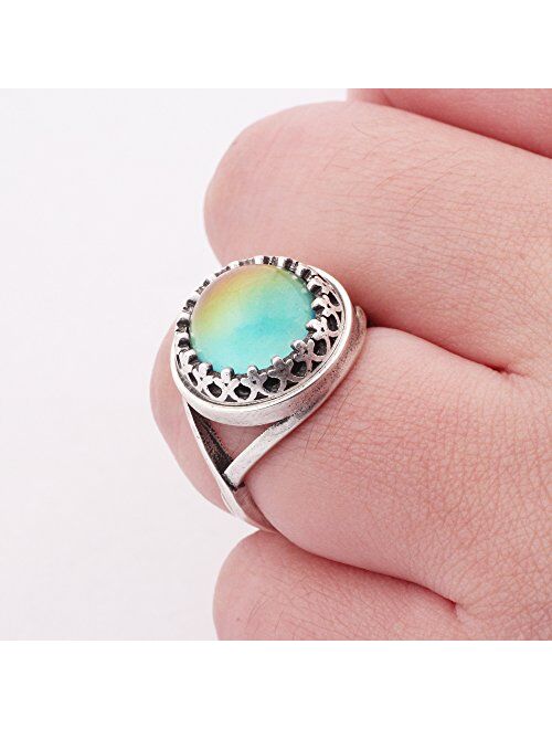 Adjustable Mood Ring Antique Sterling Silver Finish Fine Handmade Mood Stone Free Gift MOJO