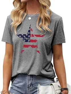 BANGELY American Flag T Shirt Women Stars Stripes 4th of July Shirt Raglan Short Sleeve Graphic Patriotic Top Tees