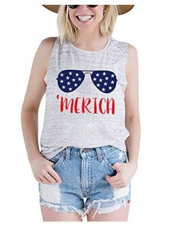 Umsuhu American Flag Graphic Tank Tops for Women Sleeveless Graphic Tank Tops Tees Shirts