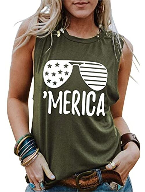 Umsuhu American Flag Graphic Tank Tops for Women Sleeveless Graphic Tank Tops Tees Shirts