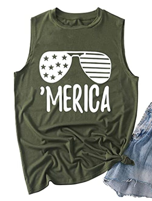 Umsuhu American Flag Graphic Tank Tops for Women Sleeveless Graphic Tank Tops Tees Shirts