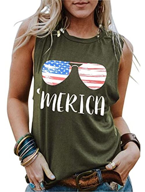 Umsuhu American Flag Graphic Tank Tops for Women Sleeveless Graphic Tank Tops Tees Shirts