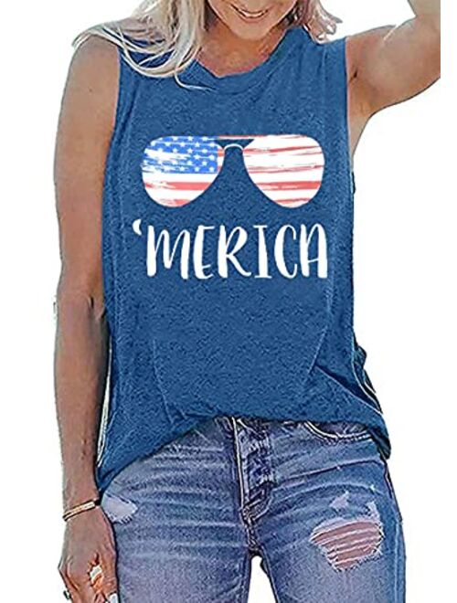 Umsuhu American Flag Graphic Tank Tops for Women Sleeveless Graphic Tank Tops Tees Shirts