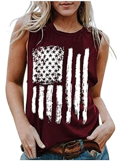 NANYUAYA Womens USA Flag Print Tank Top Stars Striped Graphic Sleeveless Shirts 4th of July Patriotic Tee Tops