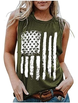 NANYUAYA Womens USA Flag Print Tank Top Stars Striped Graphic Sleeveless Shirts 4th of July Patriotic Tee Tops