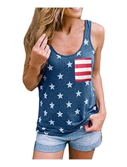 Womens American Flag Tank Tops Sleeveless Patriotic Shirts USA 4th of July Tops Novelty Tanks