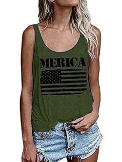 Womens American Flag Tank Tops Sleeveless Patriotic Shirts USA 4th of July Tops Novelty Tanks