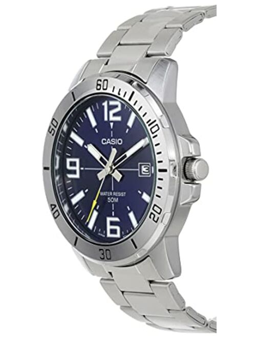 Casio MTP-VD01D-2BV Men's Enticer Stainless Steel Blue Dial Casual Analog Sporty Watch