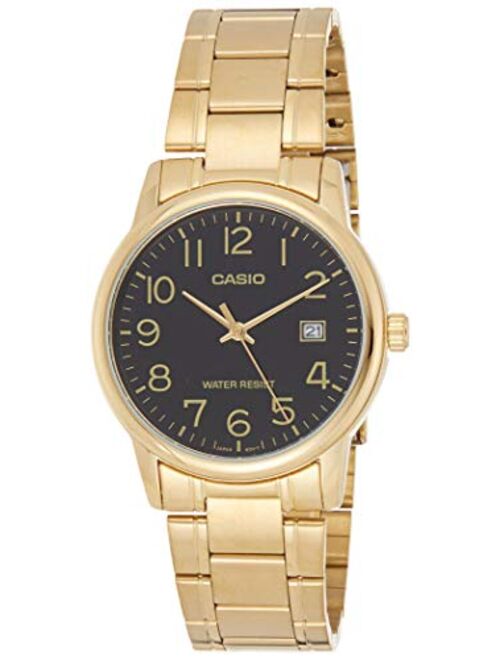 Casio #MTP-V002G-1B Men's Standard Analog Gold Tone Stainless Steel Date Watch