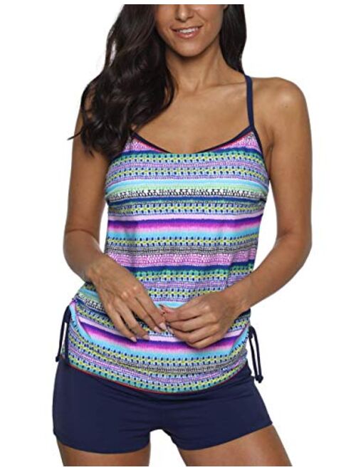 Hilor Tankini Swimsuits for Women Racerback Two Piece Bathing Suit