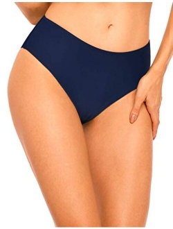 Women's High Waisted Bikini Bottom Solid Swimsuits Swim Briefs Classic Tankini Bottom Swim Shorts