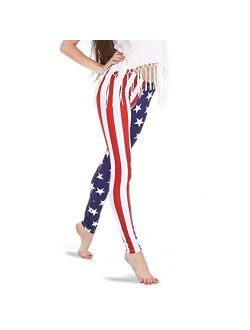 Alexandra Collection Women's Patriotic American Flag USA Athletic Workout Leggings