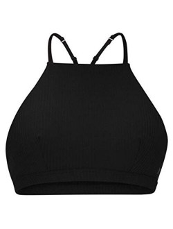 Women's Quick Dry Ribbed High Neck Goddess Bikini Top