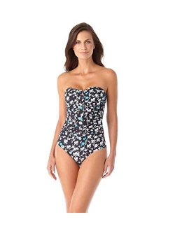 Women's Twist Front Shirred One Piece Swimsuit