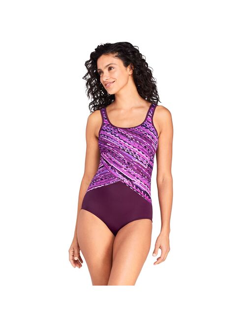 Women's Lands' End Tugless Sporty Chlorine Resistant One-Piece Swimsuit