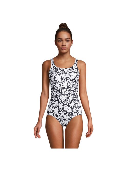 Women's Lands' End Tugless Sporty Chlorine Resistant One-Piece Swimsuit