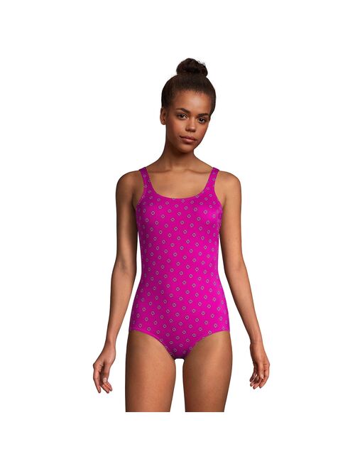 Women's Lands' End Tugless Sporty Chlorine Resistant One-Piece Swimsuit