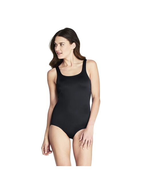 Women's Lands' End Tugless Sporty Chlorine Resistant One-Piece Swimsuit