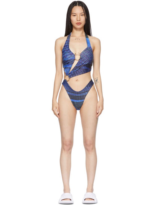 Louisa Ballou SSENSE Exclusive Black & Blue Sex Wax One-Piece Swimsuit