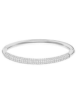 Women's Stone Bangle Bracelet Collection, Rhodium Finish, Clear Crystals